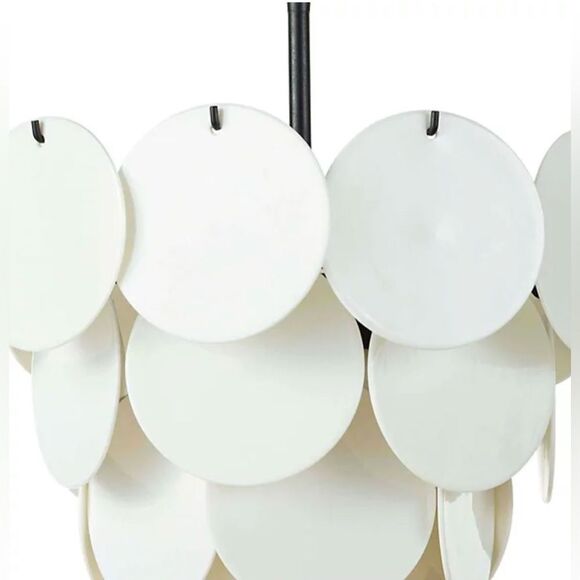 REGINA ANDREW Solstice Chandelier. Like New. White Glass & Black Metal Chain. - Picture 5 of 8